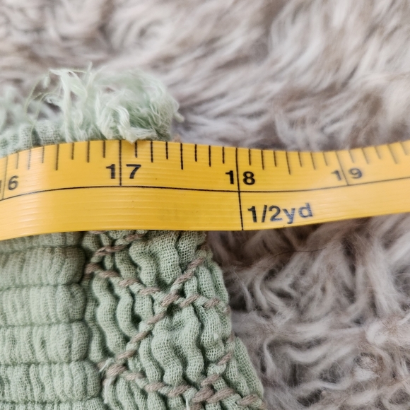 Free People Linda Jo Smocked Gauze Midi Dress Green Women's Size Large - Picture 13 of 14